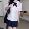 Original Japonês Organ Pleated Manga Curta Básica JK Camisa Bordada Uniforme Feminino Branco Simples Japonês Explosões