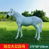 Escultura Realista de Cavalo Branco em Fibra de Vidro de Grande Escala para Exterior para Escritórios de Vendas, Gramado, Vitrine de Shopping, Decoração de Jardim e Floresta Ornamento de Cavalo