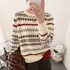 Suéter tejido de estilo retro y relajado con diseño jacquard, un nuevo artículo de moda otoño/invierno para mujer, que ofrece un look elegante, casual y cómodo