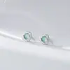 Pendientes Cuadrados de Plata S925 con Jade Azul Nalan, Exquisitos y Sencillos, Pendientes de Diseño Nicho Estilo Ins M08384