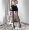 Meias Finas Sexy de Seda Femininas Sexy Pretas de Seda com Linha Única na Virilha Ultra Finas Alta Penetração Meia-Calça de Seda Preta Sem Costura Ponta Transparente