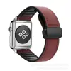 Para Apple Appleiwatchr Reloj Cuero Crazy Horse Cuero de Silicona Hebilla Plegable Magnética Correa de Cuero Inteligente
