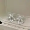 Brincos de Flor de Íris Design de Nicho Temperamento Elegante Estilo Minimalista Moda Sofisticada Brincos de Pino com Haste de Prata
