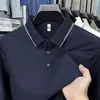 Camiseta de Manga Larga con Cuello de Solapa para Hombre de Alta Calidad, Casual de Negocios para Edad Media, Nuevo Estilo 2025, Ropa Versátil para Papá
