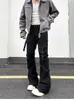 Jeans Retro Americano con Múltiples Bolsillos y Remaches para Hombre Calle Hip-Hop Casual Pierna Recta Ajustados Largos