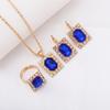 Conjunto de tres piezas de joyería transfronteriza europea y americana con colgante, pendientes, anillo y diamantes, traje de decoración nupcial de moda.