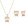 2025 explosões pedra olho de gato simples gato fofo ouro rosa presente colar brincos conjunto moderno