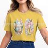 Exportação Transfronteiriça Roupa Feminina de Verão Estampa de Coelho Gola Redonda Manga Curta Páscoa Camiseta Solta Personalizada com Fotos
