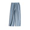 Pantalones de lino largos y rectos de nueve puntos con cintura elástica y pierna ancha sueltos de ocio de arte puro de 14 pulgadas de exportación de comercio exterior todos los días