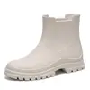 Botas de Chuva Chelsea Curtas da Moda Femininas Botas de Chuva Versáteis Botas Martin Botas de Água Antiderrapantes Botas de Chuva Galochas para Adultos Doce Descolado