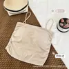 Top de tirantes plisado de seda helada para mujer, ropa interior de verano, hermosa tira en la espalda, con copas en el pecho, se puede usar por fuera, anti-exposición, corte ajustado, bandeau, de un solo hombro