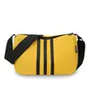 Bolsa quadrada pequena da moda, versátil e energética, com três listras, bolsa transversal leve, bolsa tote em formato de bolinho, feita de tecido Oxford esportivo