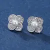 Novos Brincos Flor d'Água de Pérola e Strass Completo Estilo Simples Europeu e Americano Brincos Venda por Atacado