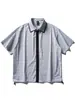 Nanxia Disguise 2026 Verano Nueva Camisa de Manga Corta con Parches de Doble Cuello para Hombre Camisa a Cuadros Retro Chaqueta Delgada