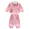 Conjunto de sudadera para niñas 2025, nueva colección de ropa infantil de primavera y otoño, estilo coreano, conjunto de dos piezas para niñas estudiantes y bebés.