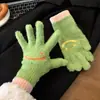 Guantes de Felpa con Cara Sonriente Lindos Sin Dedos para Pantalla Táctil Invierno Acolchados con Felpa Gruesa Estudiante Ciclismo Protección contra el Frío A prueba de Viento Guantes Cálidos