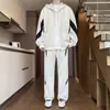 Nueva ropa de otoño para hombre: conjunto casual de dos piezas para hombre: sudadera con capucha de punto holgada de manga larga y pantalones deportivos rectos