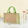 Bolsa Grande de Arpillera en Stock de Fábrica al por Mayor Bolsa de Regalo Se Puede Imprimir Logo Algodón y Lino de Colores Lino Amarillo Bolsas de Lino con Acabado de Alta Gama