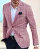 Blazer de Xadrez Masculino de Linha Única com Dois Botões Personalizado para Exportação Transfronteiriça, Blazer Casual Slim Masculino