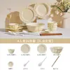 Juego de Vajilla Combinado Estilo Francés Color Crema con Bol, Palillos, Plato, Bol para Arroz y Plato para Casa, Regalo de Inauguración, Uso Doméstico, Modelo Nuevo 2026