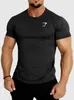 Nova camiseta esportiva de corrida GYMSHARK tubarão fitness, casual, respirável, justa, de manga curta, para corrida casual
