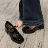 Zapatos retro estilo francés Mary Jane para mujer, nuevos zapatos de temporada otoño 2026, zapatos pequeños de piel, tacones altos gruesos elegantes de punta cuadrada