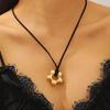 Colar com pingente geométrico oval irregular oco em formato de coração personalizado, colar de corda de cera simples para mulheres, joia transfronteiriça europeia e americana