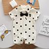 Roupas de Bebê Verão Finas Abertura Frontal Botão Roupas para Recém-nascidos Bolinhas Roupas para Bebê Menino Manga Curta Macacão para Bebê