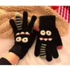 Luvas de Pelúcia Fofas de Desenho Animado de Monstro de Inverno para Mulheres com Aquecimento de Veludo, Tela Sensível ao Toque de Cinco Dedos, Ciclismo Estudantil, Luvas Quentes Anti-Frio