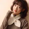 Cachecol Curto de Lã Macia Tricotado Estilo Japonês de Inverno, Lindo e Elegante, Quente e Versátil, Peça de Moda Lisa