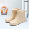 Botas de Lluvia Cortas de Moda para Mujer, con Cordón, Adulto, Forradas de Lana, Engrosadas, Nuevo Estilo Versátil, Resistentes al Frío, Cálidas, Zapatos de Agua Antideslizantes para Mujer