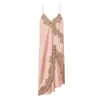 Venta al por mayor comercio exterior estilo europeo y americano vestido de moda para mujer francesa con ribete de encaje y textura de satén de seda