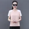 23 verano nuevo mujer secado rápido seda de hielo manga corta refrescante transpirable costuras cuello redondo multicolor opcional moda para ir al trabajo