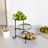 Plato de Frutas de Tres Niveles Dorado Plato para Pasteles Soporte para Pasteles Entrada Lujo Acero Inoxidable Herrería Desmontable Plegable Plato Dispensador para Boda