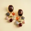 Pendientes Geométricos de Flor de Resina Transfronterizos Europeos y Americanos Otoplastias Maillard Otoño e Invierno Diseño Nicho de Gama Alta Joyería para Orejas Venta al por Mayor