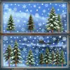 Decoraciones navideñas, pegatinas de cristal de copo de nieve blanco invernal, pegatinas electrostáticas de cedro verde Amazon transfronterizas