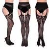 Medias Negras Sexy Malla Jacquard Liguero Todo en Uno Medias Fuente del Tesoro de Comercio Exterior Europeo y Americano