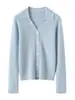 Suéter de Cachemira Nuevo Otoño Invierno 2026 para Mujer Cachemira Pura Cuello Redondo Cardigan Tejido Simple Versátil Ajustado Ropa Exterior