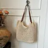Bolso de mano tejido grueso de gran capacidad con diseño calado, estilo casual para mujer, bolso de hombro versátil, nuevo bolso de axila