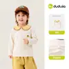 Camiseta Base de Invierno Cálida Dudu con Cuello de Hoja de Loto para Bebé, Camiseta Infantil Engrosada de Nuevo Estilo, Ropa Infantil de Moda para Niños y Niñas