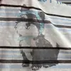 Camiseta Feminina de Manga Longa Listrada Estilo Retro Verão Novo Estilo Lyocell Tencel Gola Redonda Solta Emagrecedora Versátil Casual