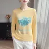 Verão 2026 Novo Cardigã de Tricô Fino com Gola Redonda Feminino Estampa Floral Cover-up Casual Manga Longa Camada Interna Camada Base
