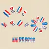 Día de la Independencia Patrón de Bandera de Estrellas y Rayas Uñas Portátiles 24 Piezas Moda Europea y Americana Uñas Postizas