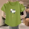 Ropa de Maternidad Diseño Femenino Blanco Nuevo Camiseta de Manga Corta Tipo Algodón Versátil Estilo Coreano Top Holgado Moda Capa Base