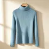 Suéter feminino de gola alta, moda outono feminina, camisa básica elegante, blusa de tricô de manga longa lisa para mulheres