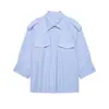 Estilo Europeo y Americano Transfronterizo Z Nueva Moda Elegante Amazon Ropa de Mujer al por Mayor Camisa de Popelina con Bolsillo 9479060