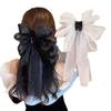 Presilha de Cabelo de Gaze com Laço de Fita Céu Estrelado, Rede para Cabelo Semi-Preso, Acessório de Cabelo Presilha Tubarão para Mulheres com Temperamento Elegante