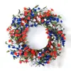 Guirnalda de Ratán para el Día de la Independencia Americana y el Día Nacional Transfronterizo Flores Artificiales Falsas Accesorios Festivos Rojos Blancos y Azules Decoración de Ratán