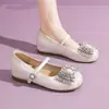 Sapatos de Salto Baixo com Bico Aberto Estilo Francês para Mulheres, Novo Modelo Verão 2026, Strass, Aumento de Altura, Sola Macia, Sapatos Mary Jane Versáteis para Mulheres Baixas