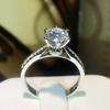 Anel de Dedo Indicador de Casamento Proposta Presente Anel de Imitação de Diamante Mosan 2 Quilates Tempo Corrente Banhado a Platina pt950